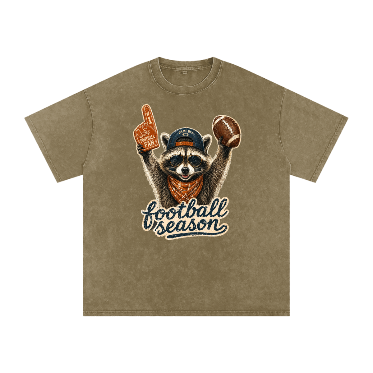 Burnt Orange Football fan Snow Washed Oversized Cotton T-Shirt