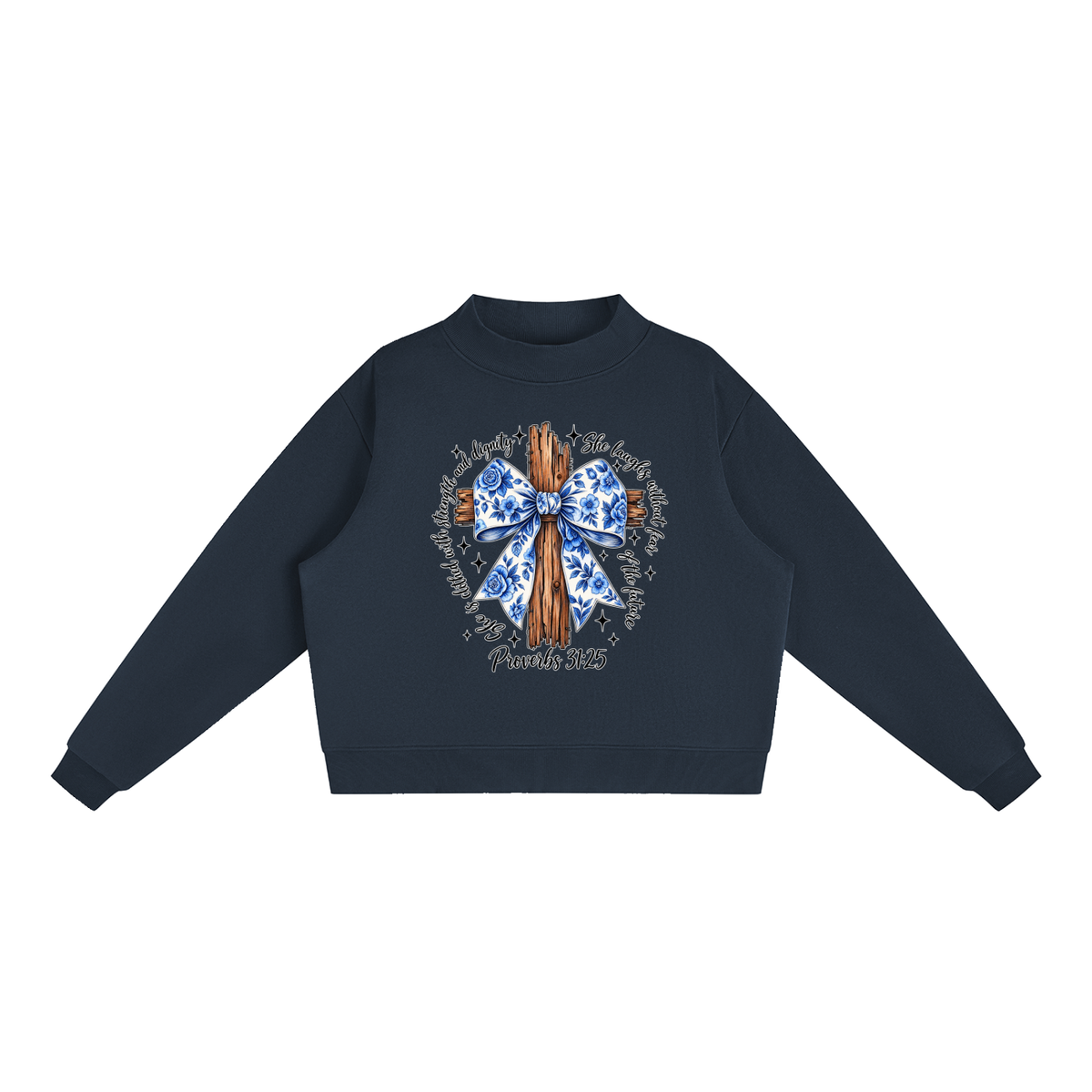 Essential Fleece Mock-Neck Crew Sweatshirt