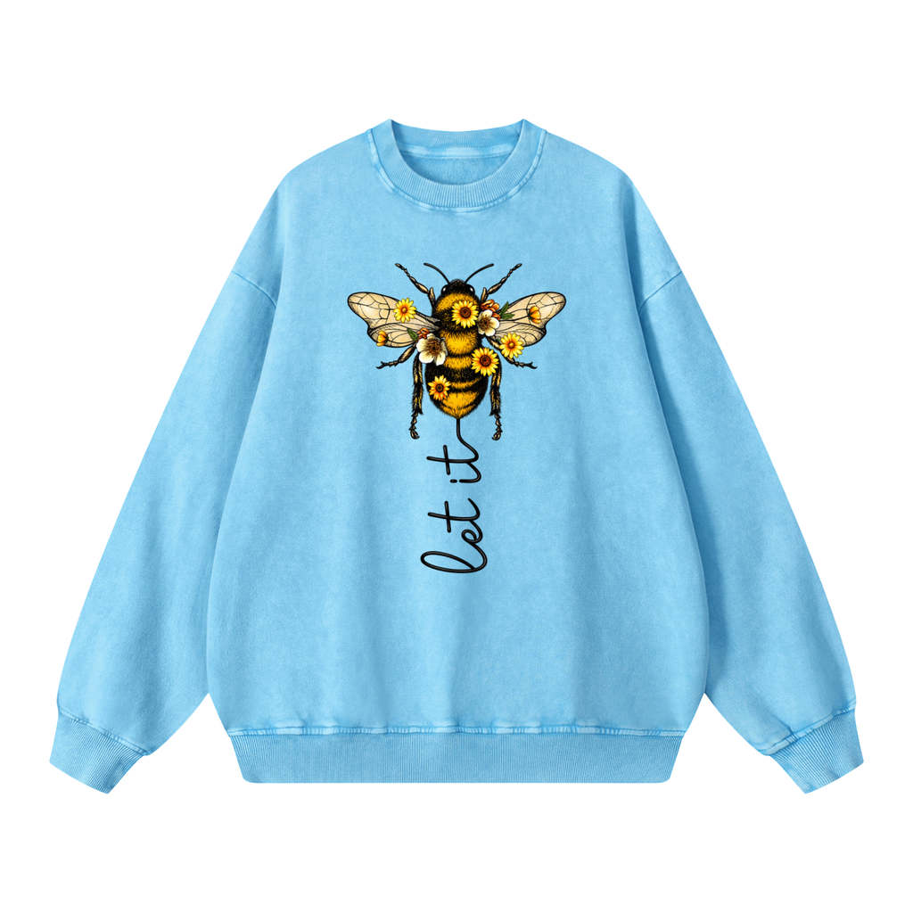 Let it Bee Snow Washed Oversized Sweatshirt