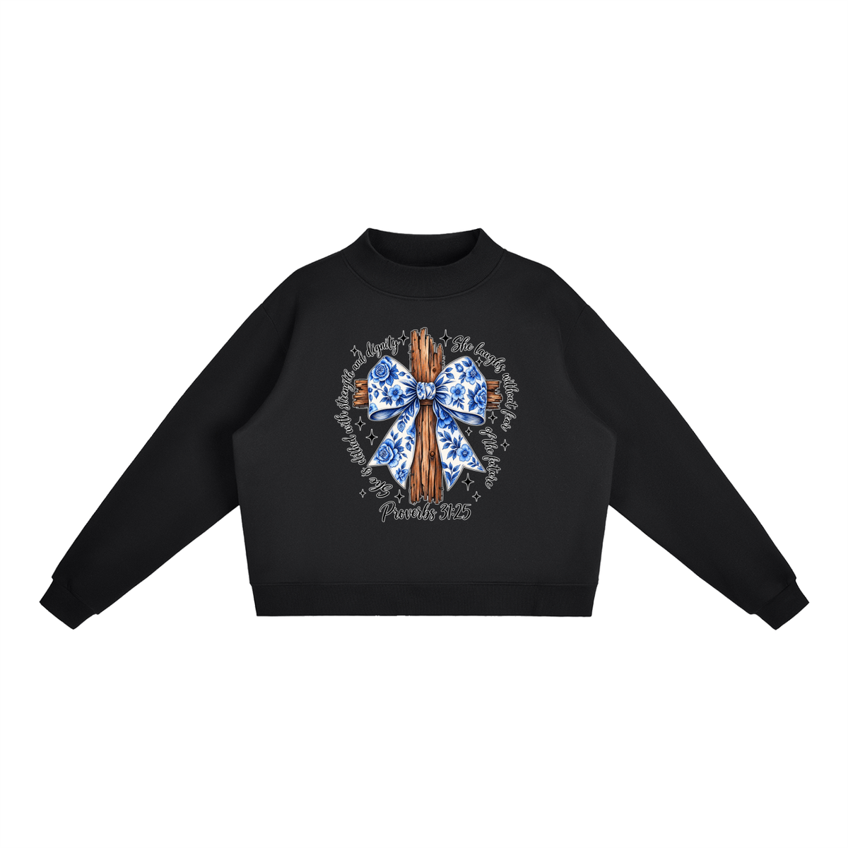 Essential Fleece Mock-Neck Crew Sweatshirt