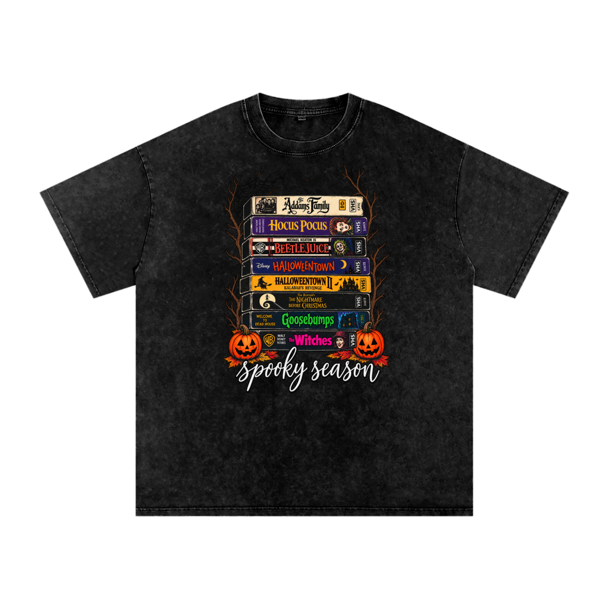 Halloween Movies Snow Washed Oversized Cotton T-Shirt