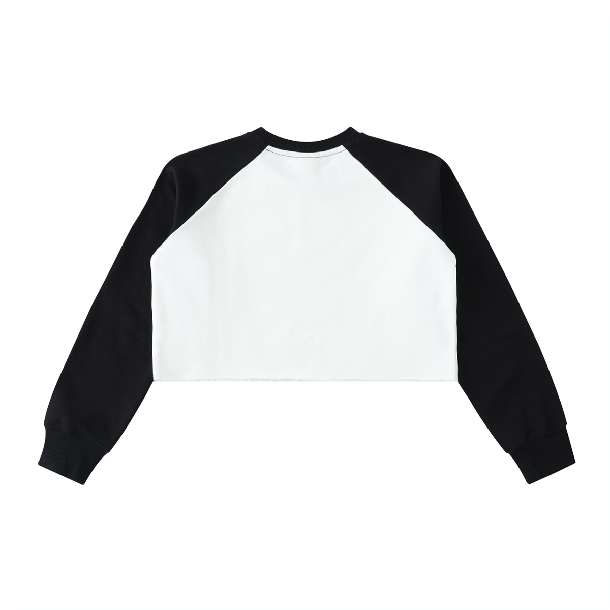 Bee Happy Raw-Hem Color-Block Raglan Crop Sweatshirt