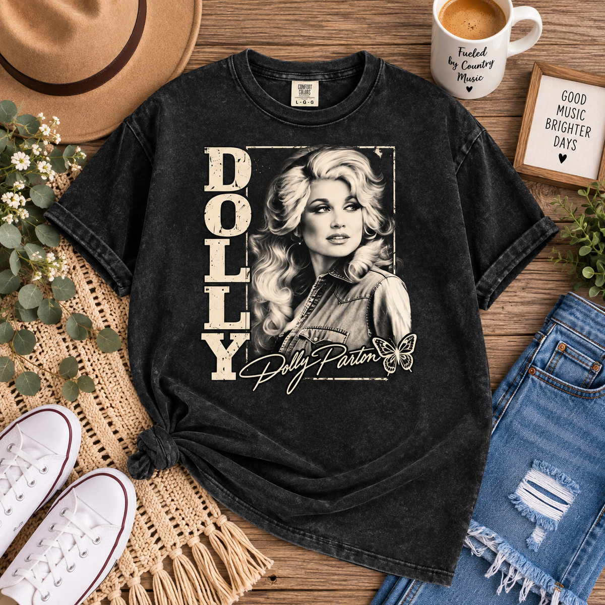 Dolly Parton Snow Washed Oversized Cotton T-Shirt