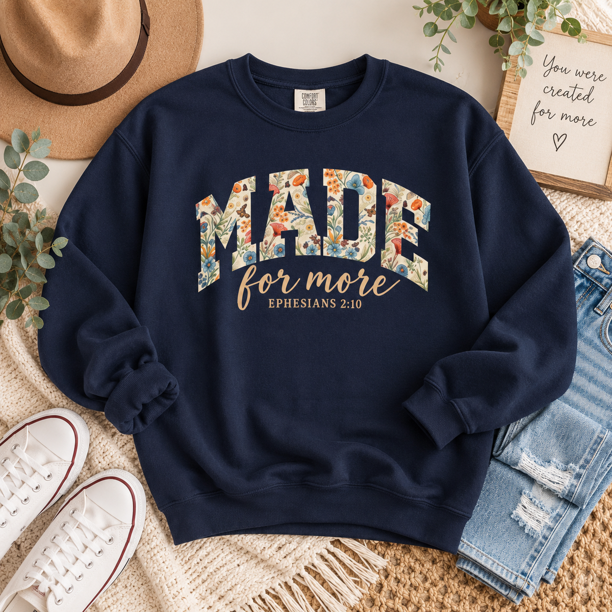 Floral 'Made for More' Crewneck Sweatshirt