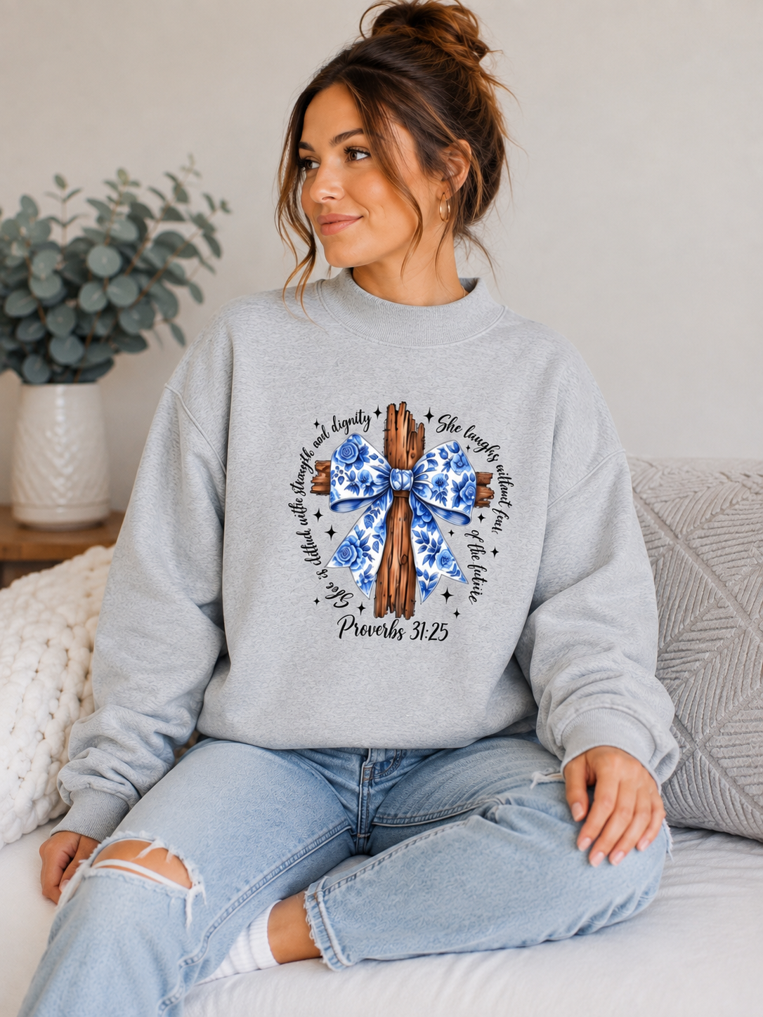 Essential Fleece Mock-Neck Crew Sweatshirt