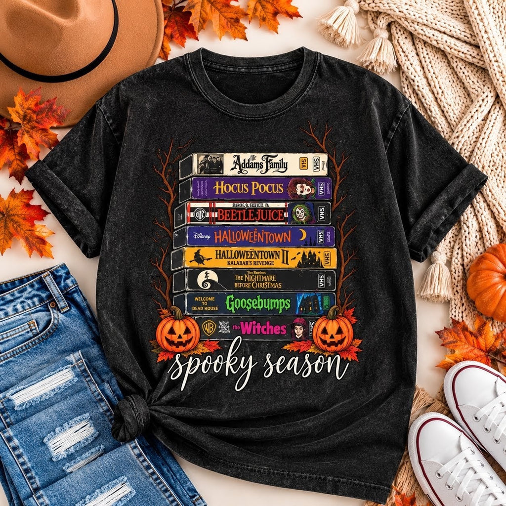 Halloween Movies Snow Washed Oversized Cotton T-Shirt