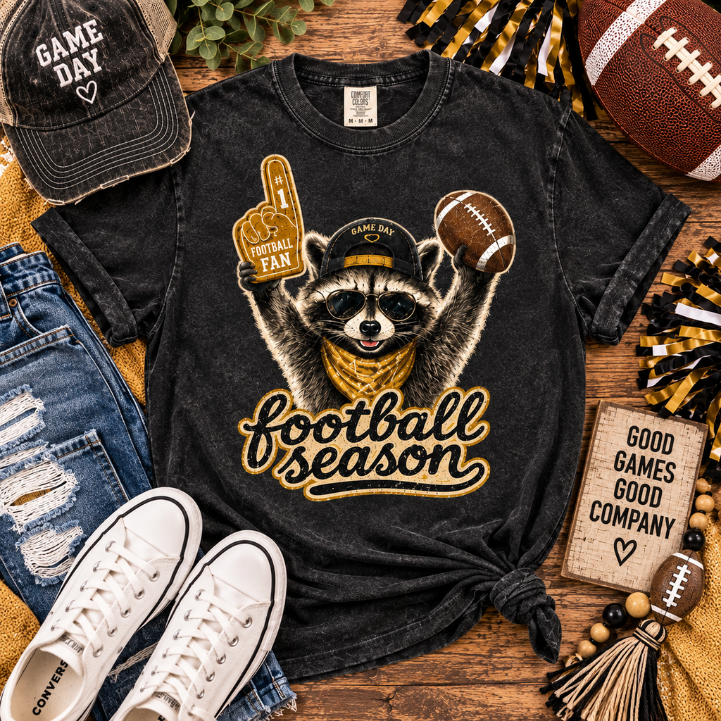 Gold and Black football fan Snow Washed Oversized Cotton T-Shirt