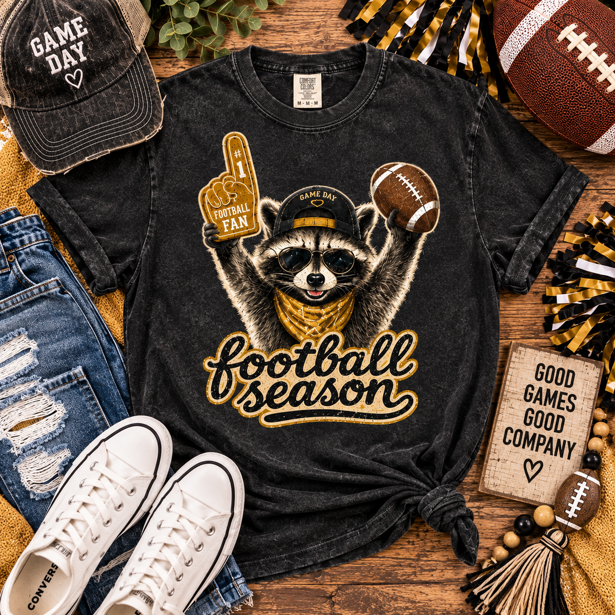 Gold and Black football fan Snow Washed Oversized Cotton T-Shirt