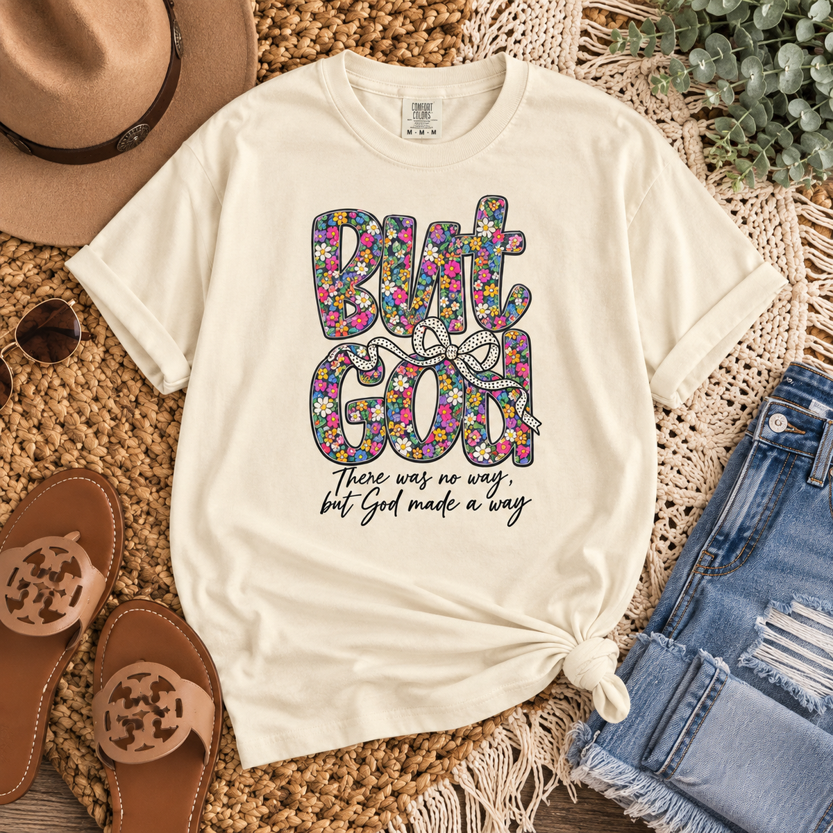 Peace Vibes T-Shirt — "But God" Floral Graphic Tee