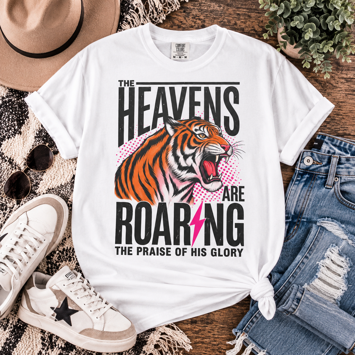 Heavens Are Roaring Tiger T-shirt — Christian Faith Graphic Tee