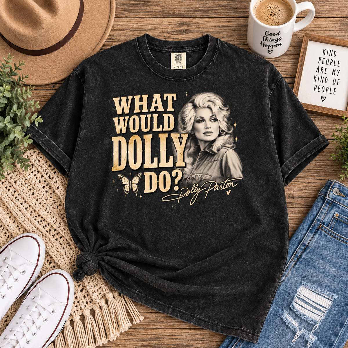 What would Dolly Do? Snow Washed Oversized Cotton T-Shirt