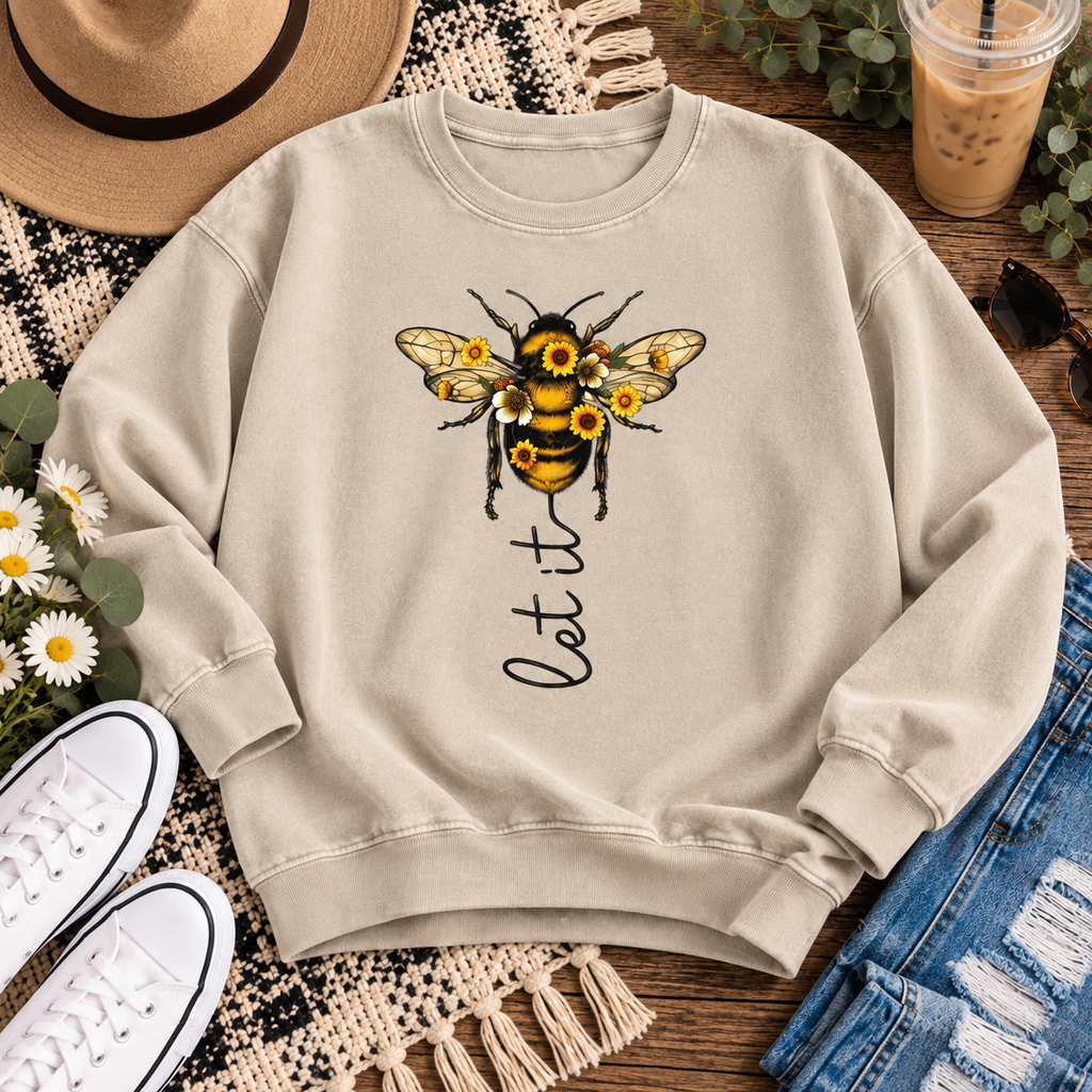Let it Bee Snow Washed Oversized Sweatshirt