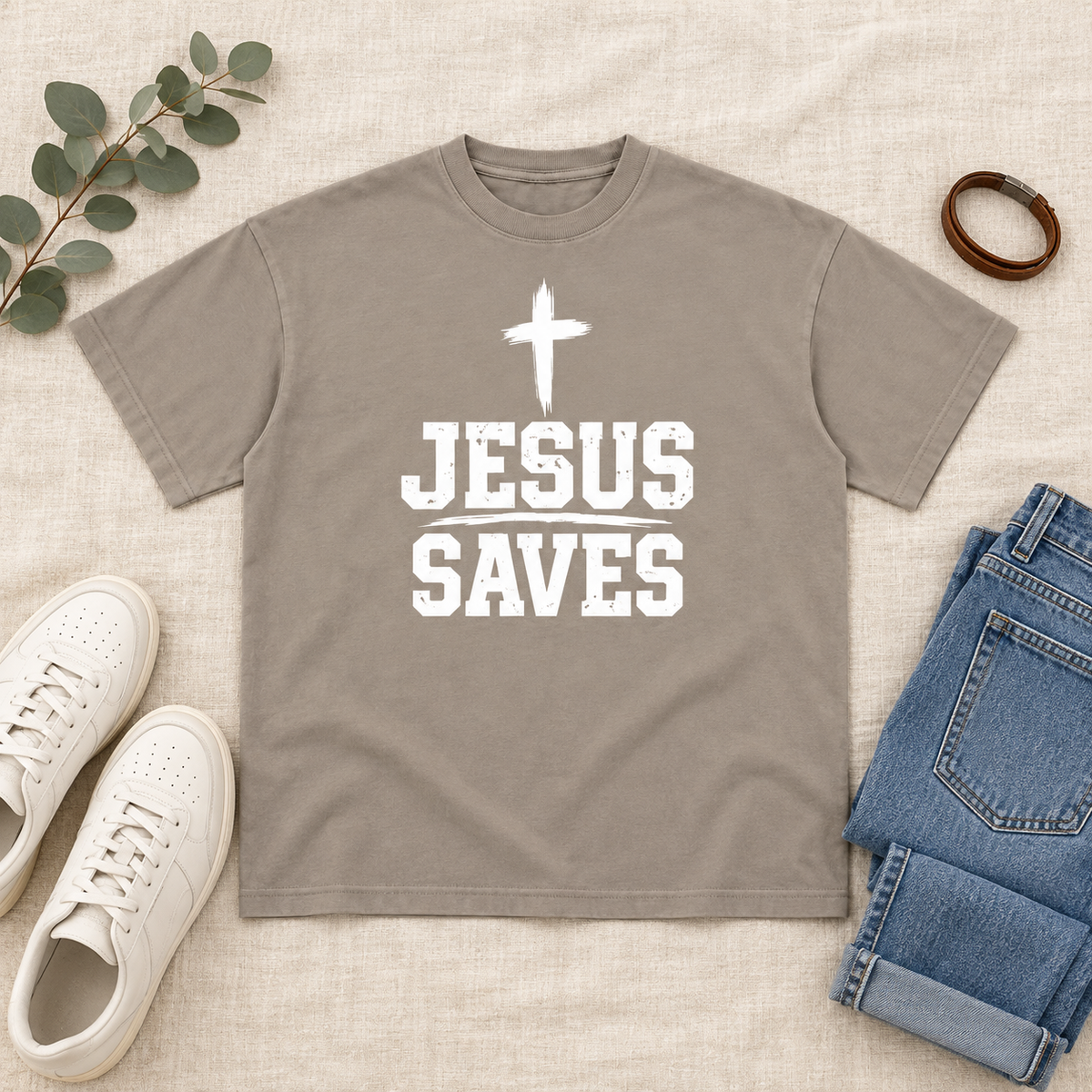 Jesus saves Enzyme Washed T-Shirt